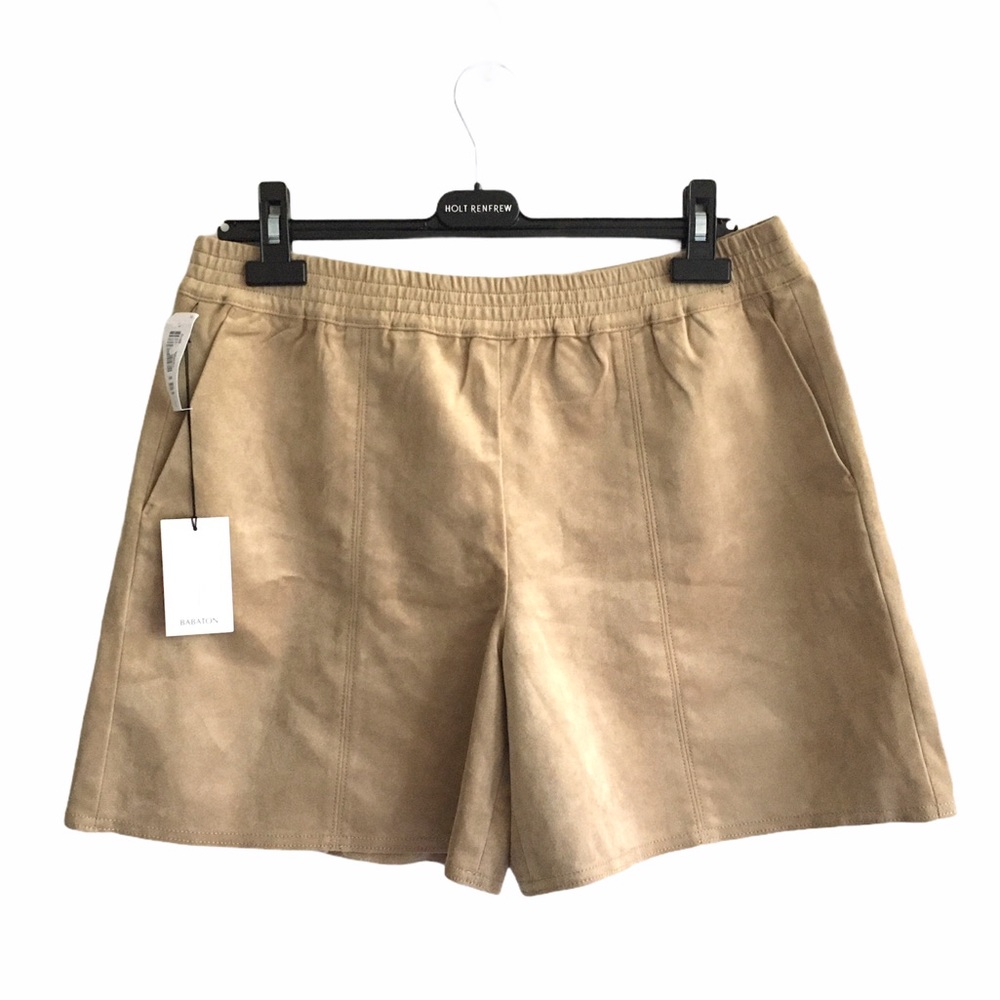 (SOLD) ARITZIA Tommi High Waist Faux-Suede Shorts Tawny L - Picture 4 of 6